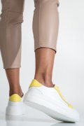 PANTOFI SPORT FEMEI PIELE NATURALA ALB GALBEN 3S77005B