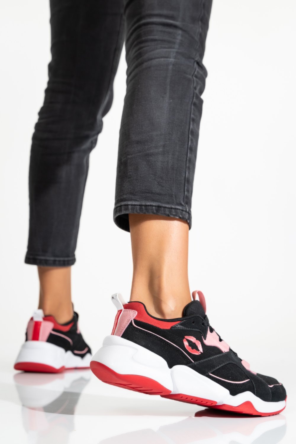 PUMA, PANTOFI SPORT BLACK PINK PIELE NATURALA INTOARSA 3S7752519