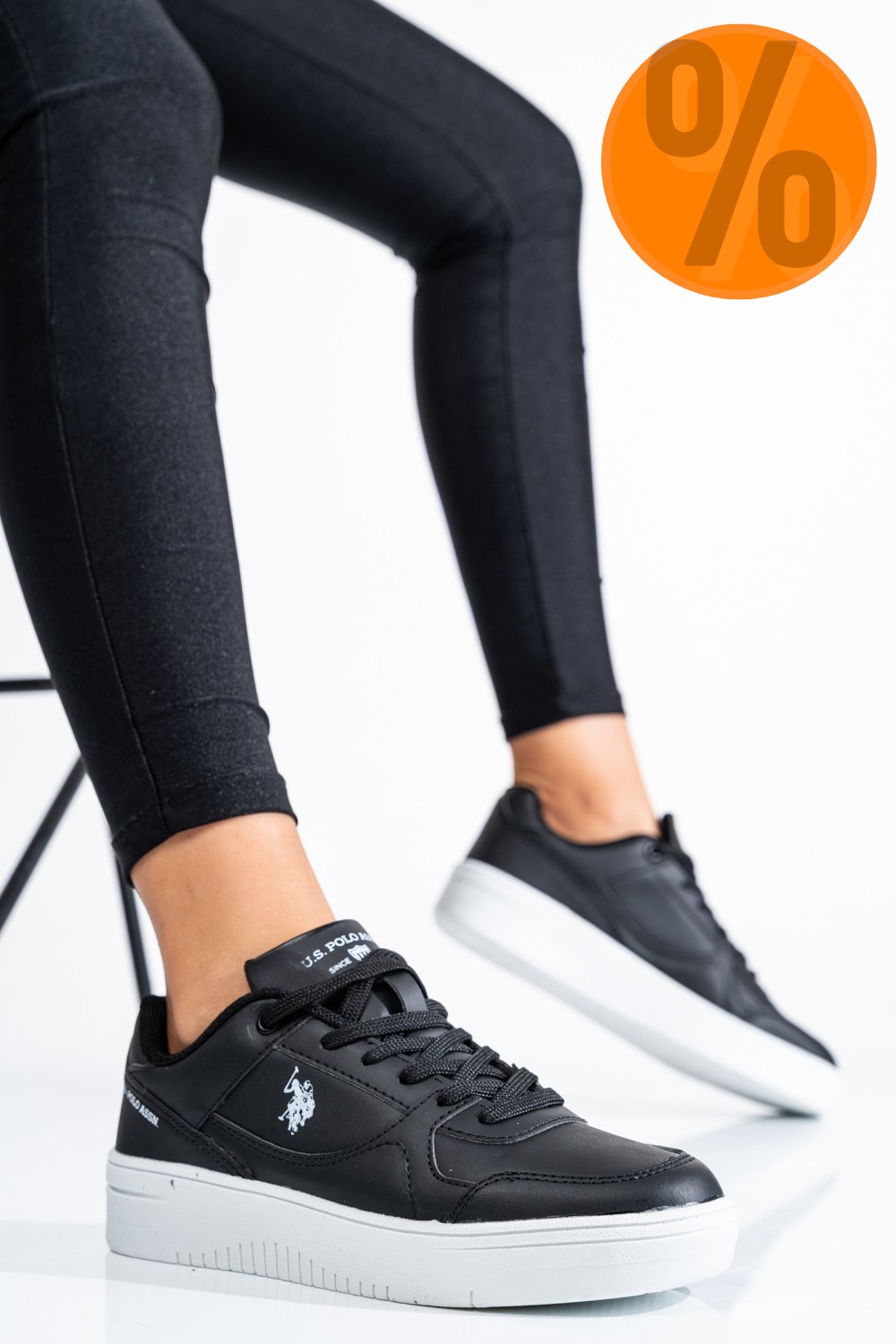 U.S. POLO ASSN, PANTOFI SPORT BLACK WHITE LEE-WMN