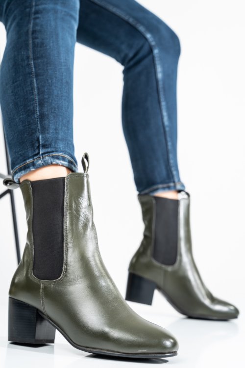 Ghete dama piele naturala olive 8s77585