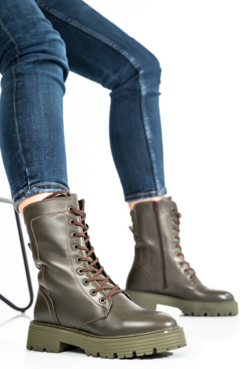 Ghete femei piele naturala khaki 2s7722828np