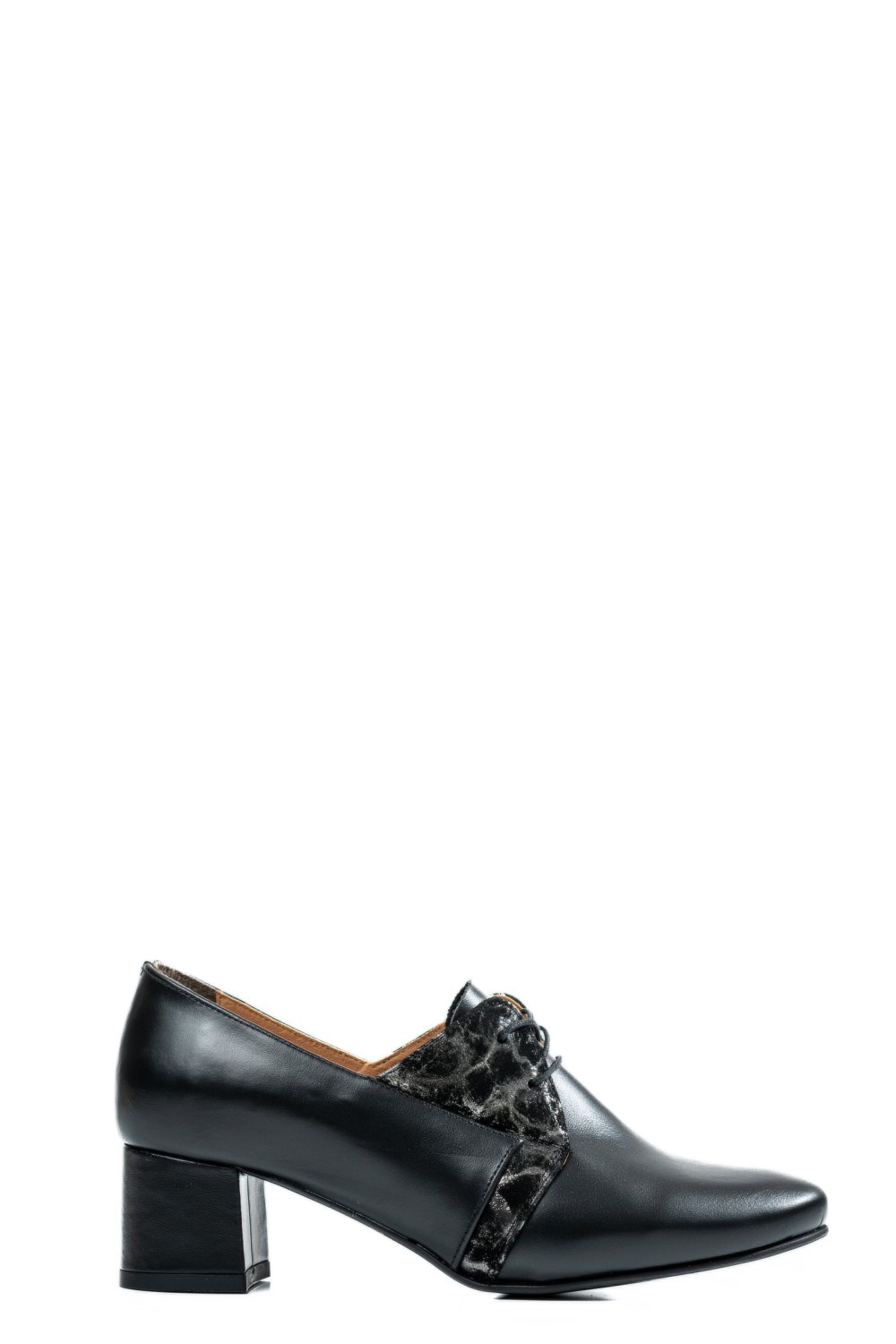 PANTOFI DAMA PIELE NATURALA NEGRU ARGINTIU 1S77434