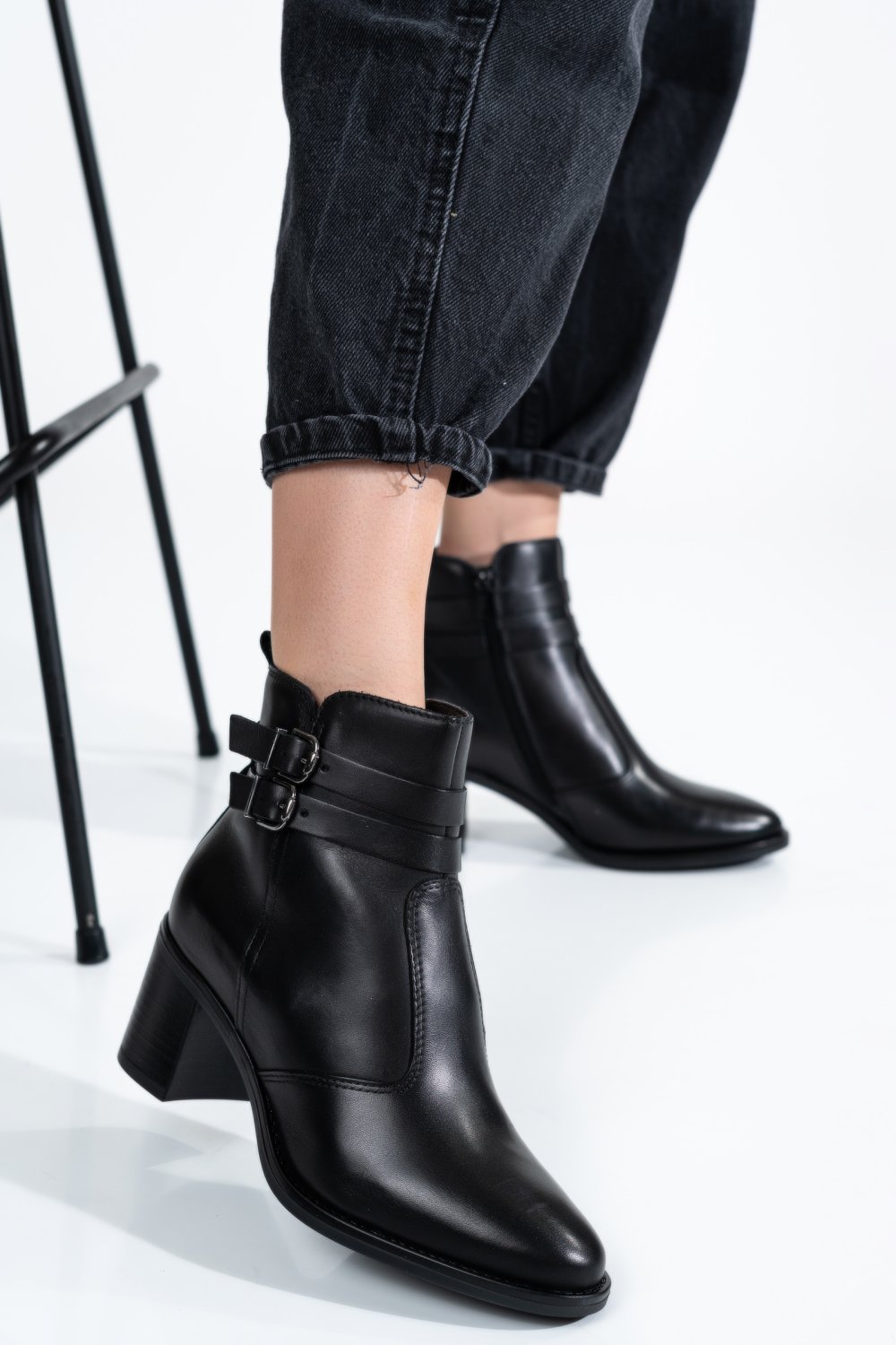 BOTINE DAMA PIELE NATURALA NEGRE TOC MIC 6S77979