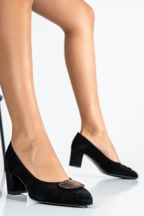 Pantofi negri piele naturala intoarsa 1s77510x
