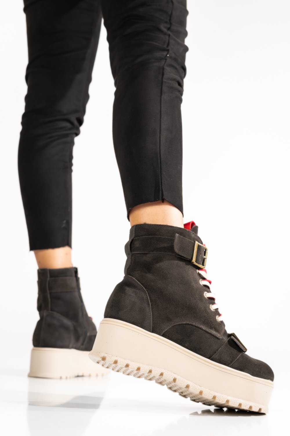 GHETE GRI INCHIS PIELE NATURALA INTOARSA 3S7700