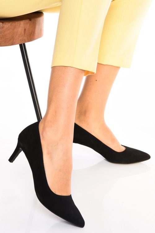 Pantofi dama guban piele naturala intoarsa negri 3s77514