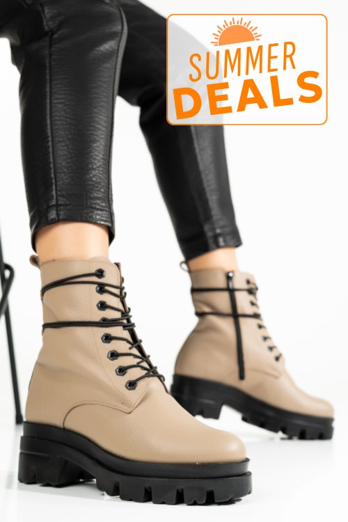 Ghete bej piele naturala 1s7780