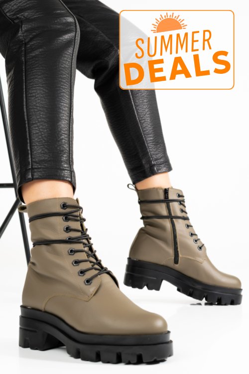 Ghete dama piele naturala khaki 1s7780