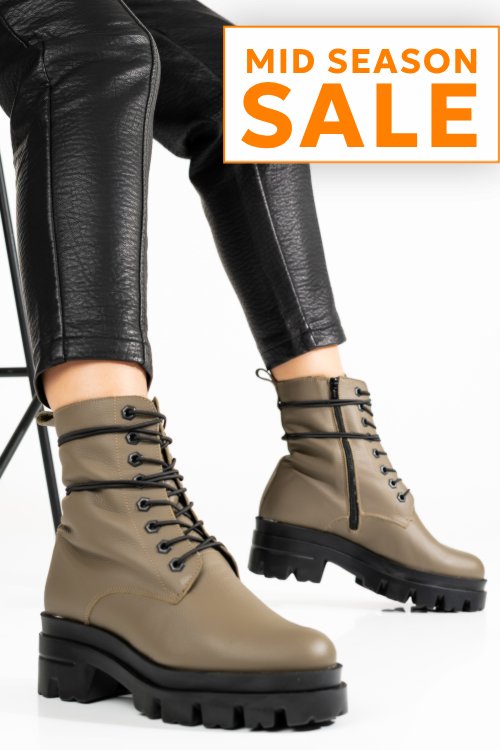 Ghete dama piele naturala khaki 1s7780