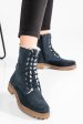 Ghte dama imblanite piele naturala intoarsa bleumarin ws77h68h01