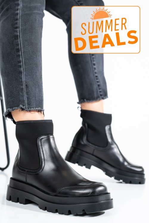 Ghete dama piele naturala negre 8s77962