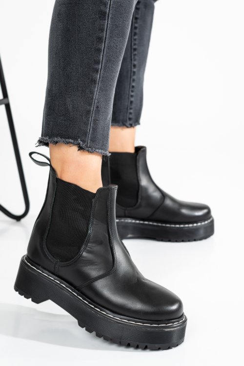 Ghete dama piele naturala negre 6s77735-h
