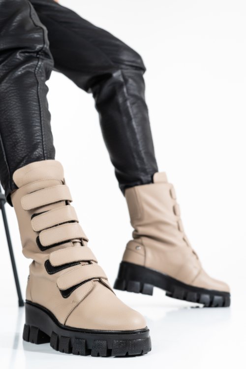 Ghete dama piele naturala taupe 1s7781