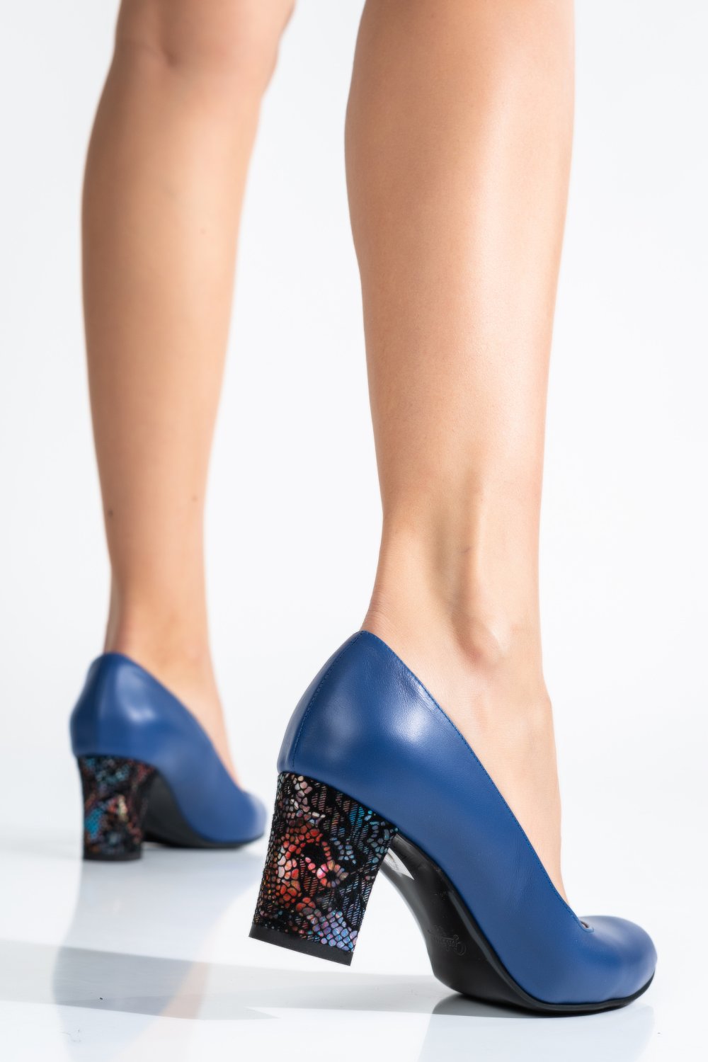 PANTOFI DAMA GUBAN PIELE NATURALA ALBASTRU MULTICOLOR 3S77292