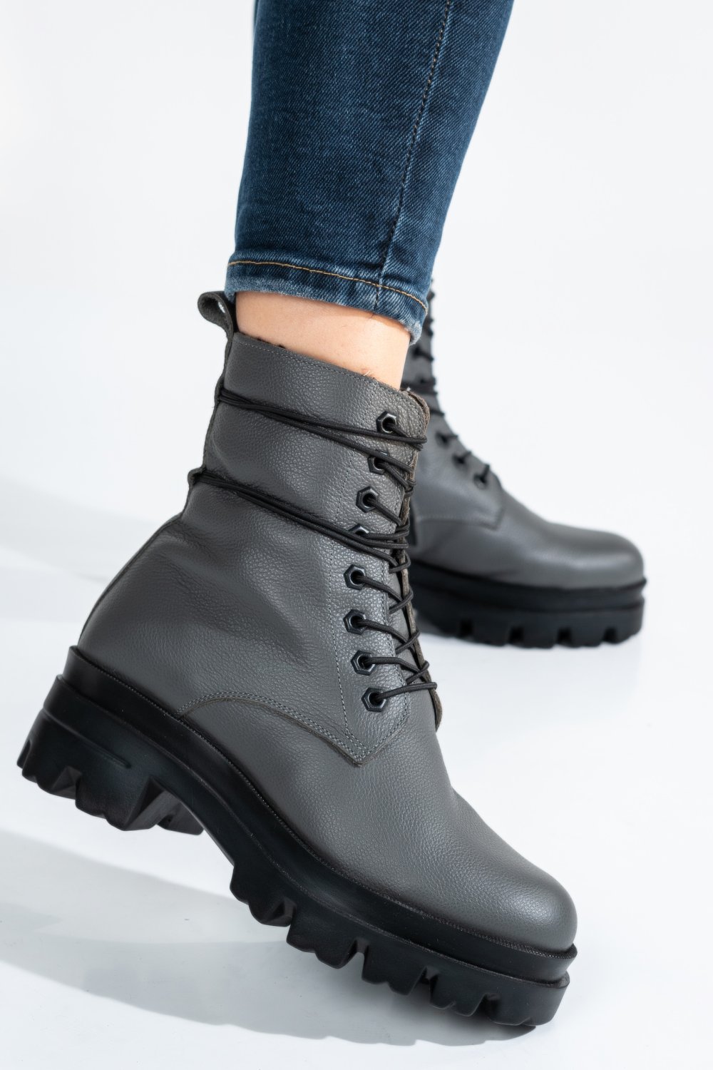 GHETE DAMA IMBLANITE PIELE NATURALA GRI 1S7780
