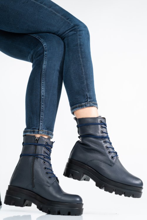 Ghete dama de iarna piele naturala bleumarin 1s7780
