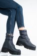 Ghete dama de iarna piele naturala bleumarin 1s7780
