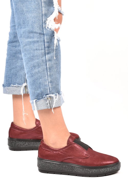 Pantofi bordo sidef piele naturala 1pc92658ast