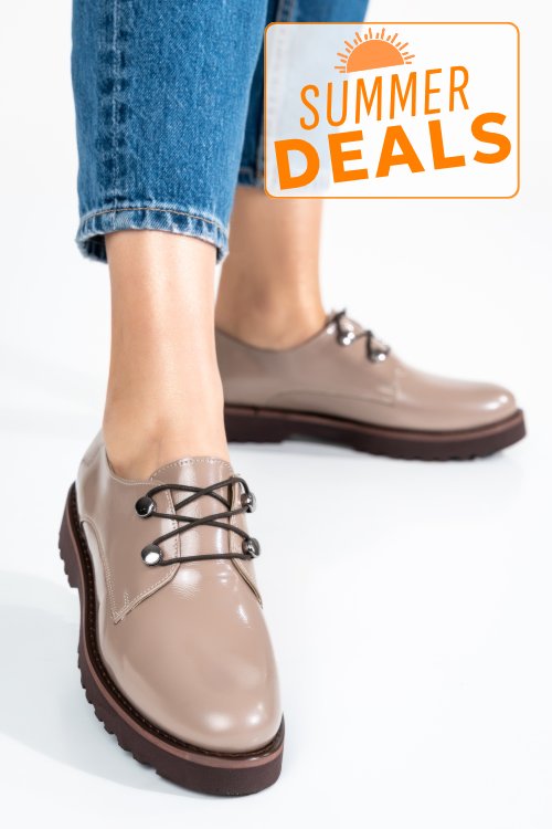 Pantofi nude piele naturala lacuita 2s7702686npk