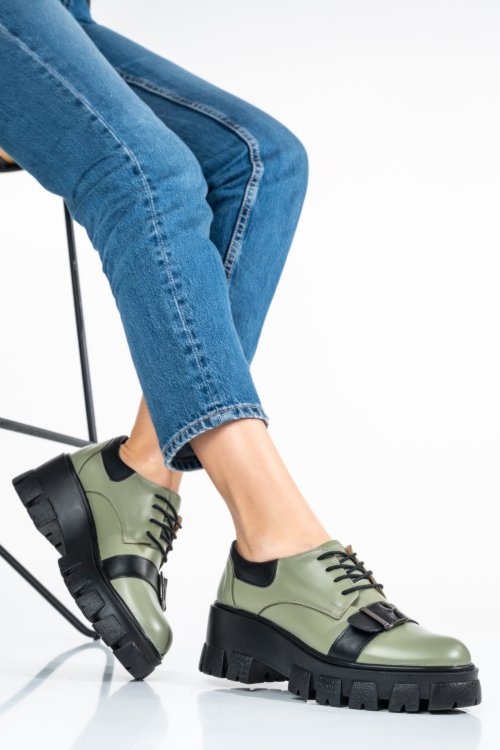 Pantofi olive piele naturala 2s77090