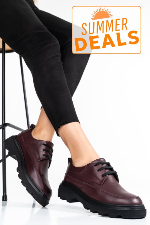Pantofi bordo piele naturala 7s77156