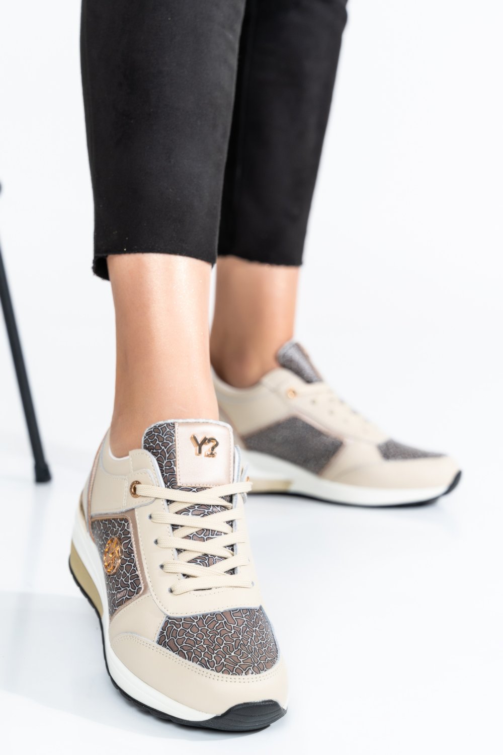 PANTOFI SPORT BEJ INSERTIE PIELE NATURALA YS77NI1100