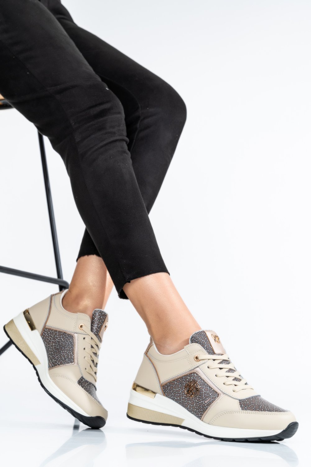 PANTOFI SPORT BEJ INSERTIE PIELE NATURALA YS77NI1100