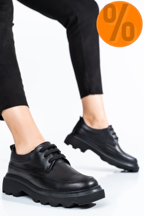 Pantofi negri piele naturala 7s77156