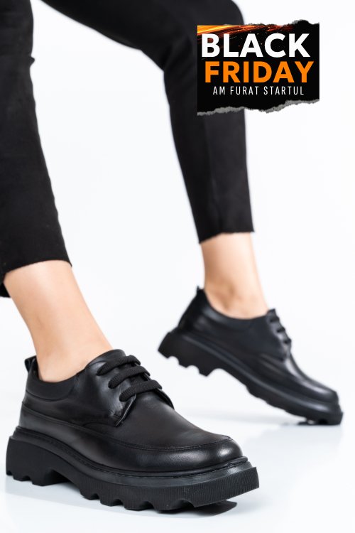 Pantofi negri piele naturala 7s77156
