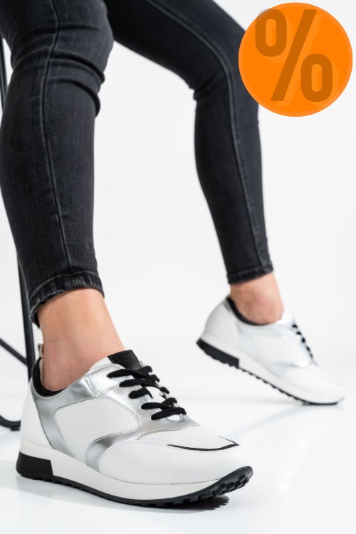 Pantofi sport dama piele naturala albi 8s77384