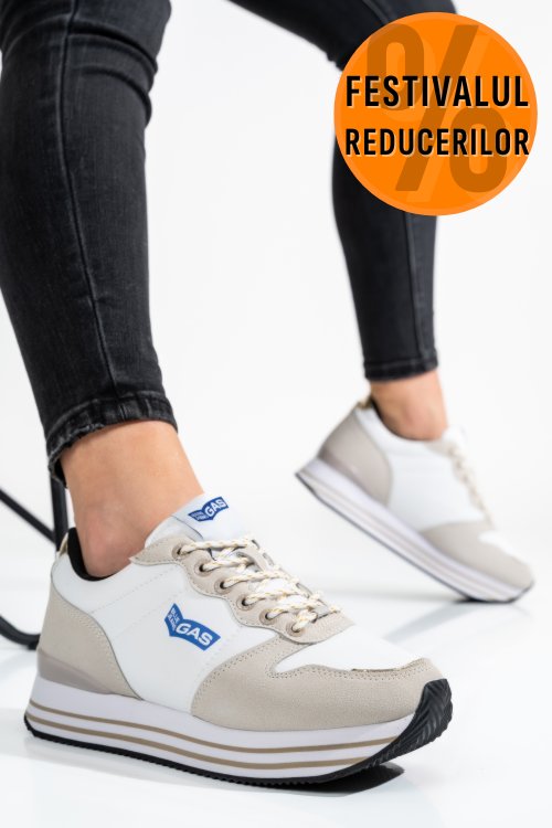 Gas, pantofi sport white beige gaw223910