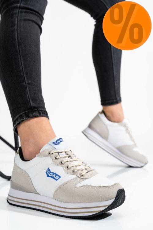 Gas, pantofi sport white beige gaw223910