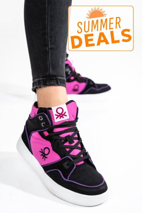 Beneton, pantofi sport black purple btw227600