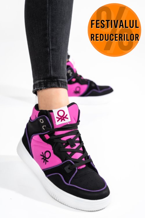 Beneton, pantofi sport black purple btw227600