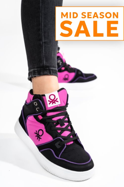 Beneton, pantofi sport black purple btw227600