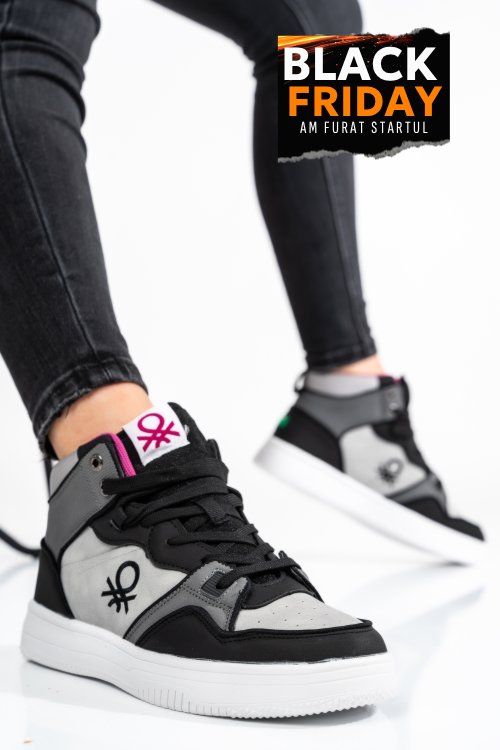 Beneton, pantofi sport grey black btw227601