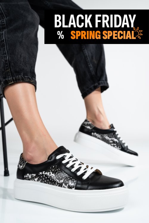 Pantofi sport negru alb snk piele naturala 3s77000