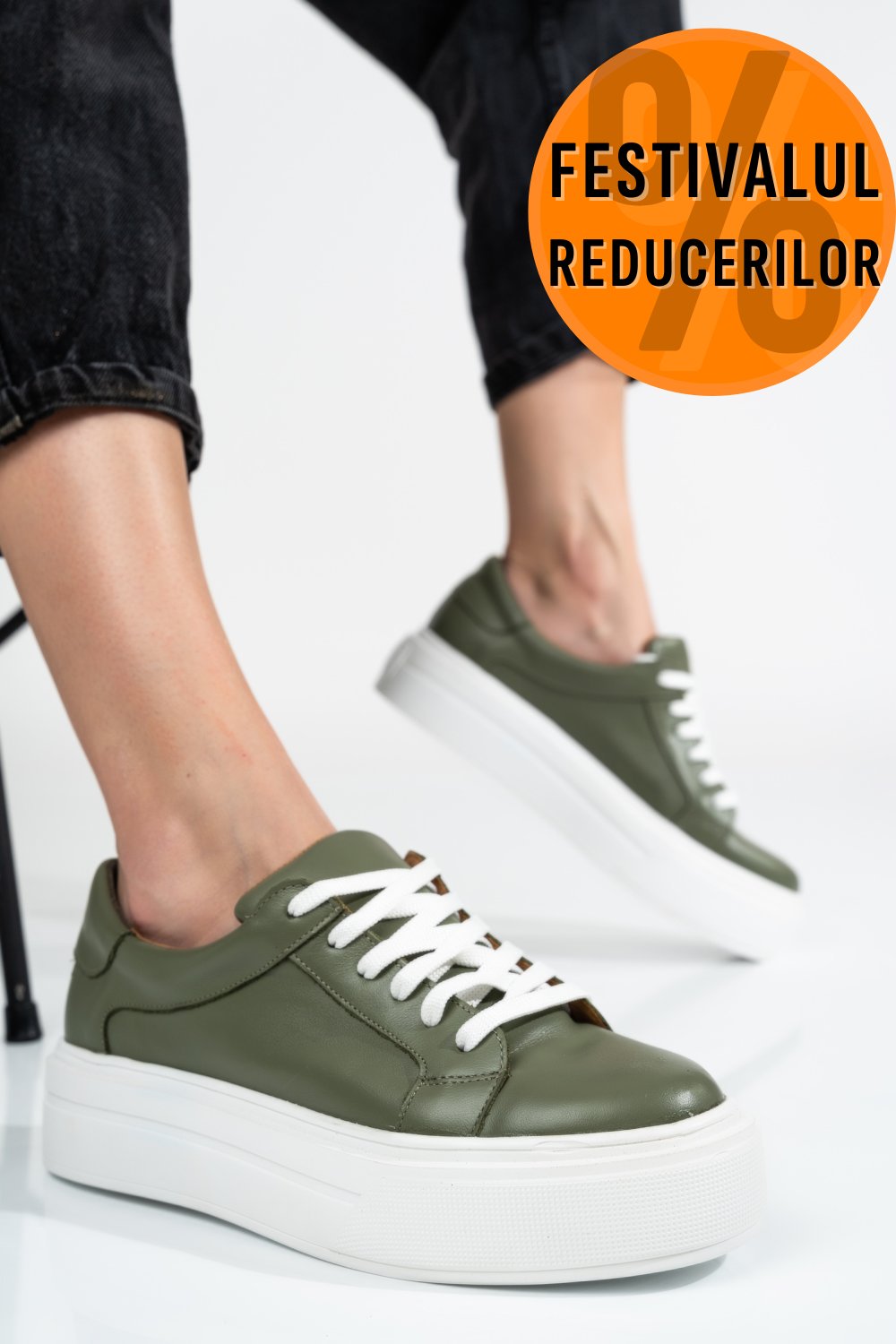 PANTOFI SPORT DAMA PIELE NATURALA OLIVE 3S77001