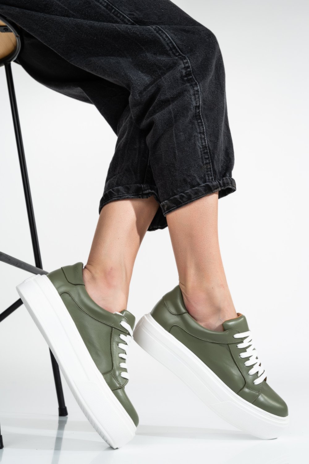 PANTOFI SPORT DAMA PIELE NATURALA OLIVE 3S77001