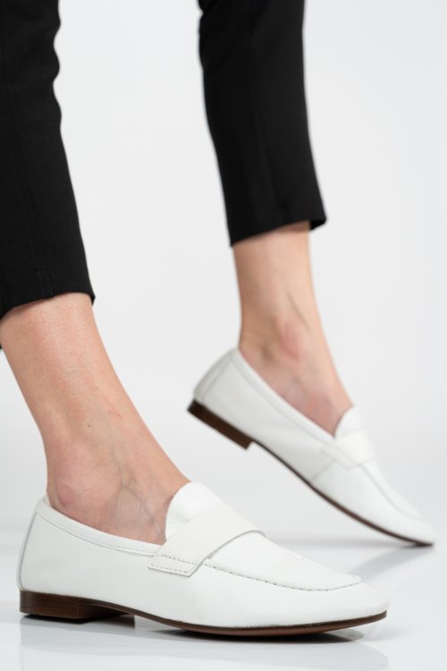 Mocasini albi piele naturala ws-263r01