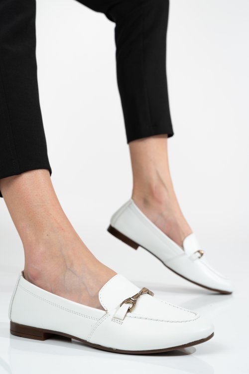 Mocasini albi piele naturala ws-263r07