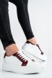 Pantofi sport dama piele naturala alb visiniu 3s77001