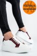 Pantofi sport dama piele naturala alb visiniu 3s77001