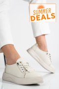 PANTOFI SPORT CREM PIELE NATURALA 2S7731683NP