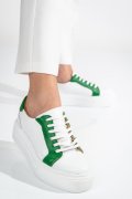 PANTOFI SPORT DAMA PIELE NATURALA WHITE GREEN 3S77001