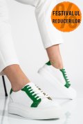 PANTOFI SPORT DAMA PIELE NATURALA WHITE GREEN 3S77001