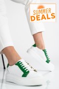 PANTOFI SPORT DAMA PIELE NATURALA WHITE GREEN 3S77001