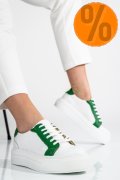 PANTOFI SPORT DAMA PIELE NATURALA WHITE GREEN 3S77001