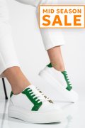 PANTOFI SPORT DAMA PIELE NATURALA WHITE GREEN 3S77001