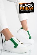 PANTOFI SPORT DAMA PIELE NATURALA WHITE GREEN 3S77001